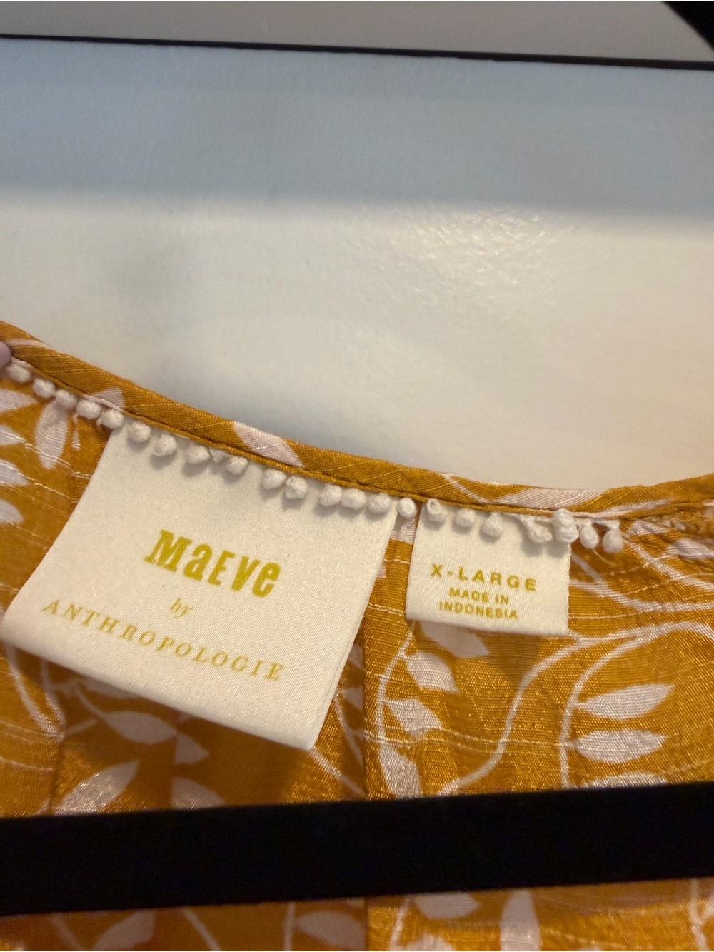 Leaf Printed Henley Blouse - Picture 4 of 4